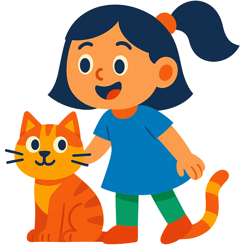 a girl and a cat emoji