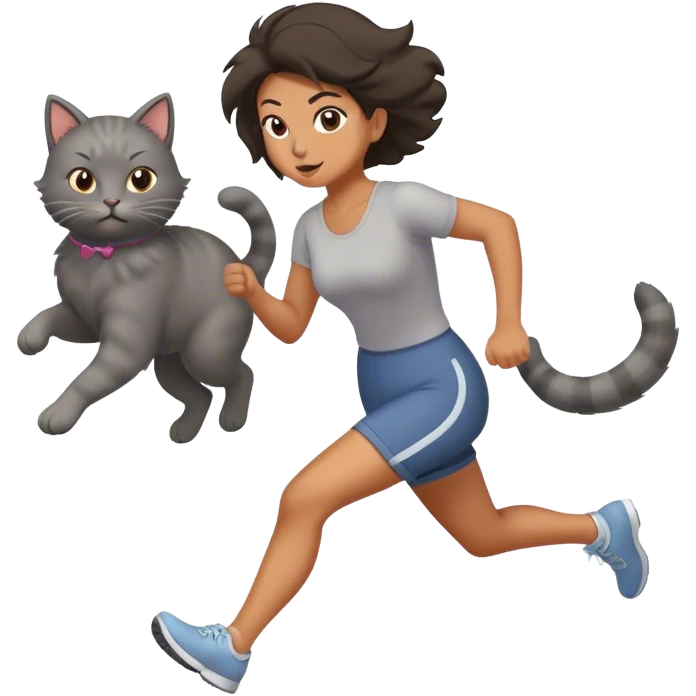 Woman stealing cat running emoji
