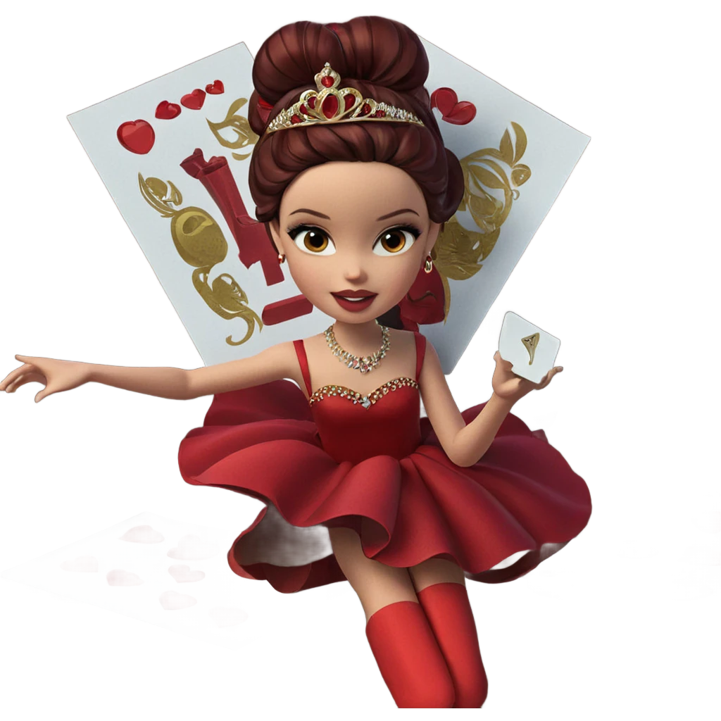 girl in red dress with tiara emoji