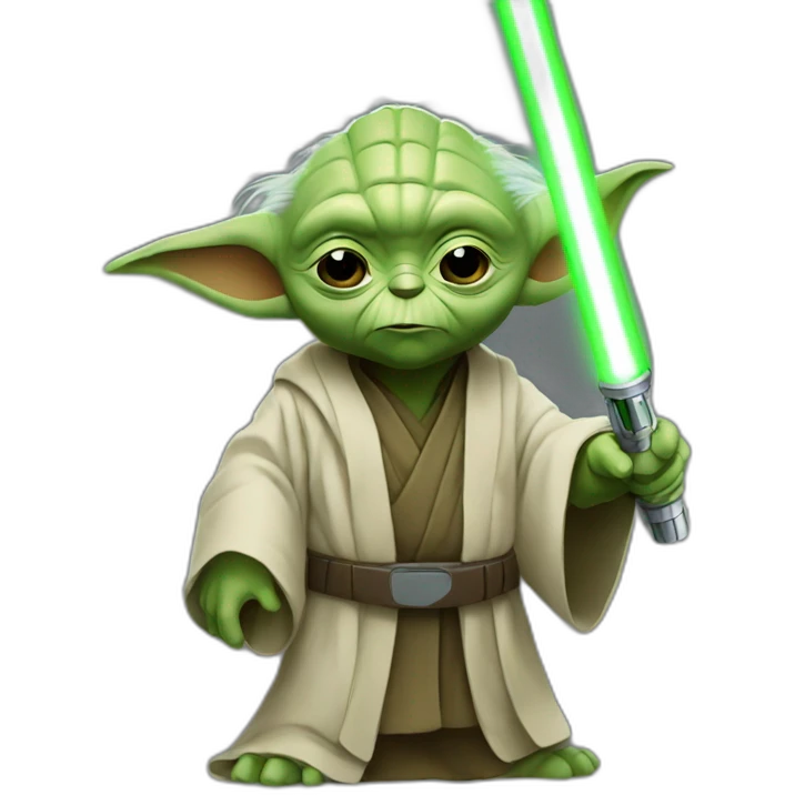 Master Yoda with green lightsaber emoji