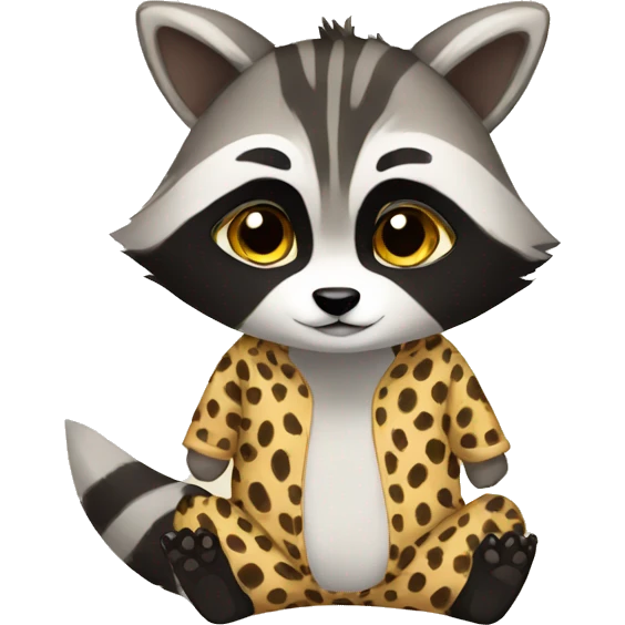Anime raccoon in cheetah pajamas emoji