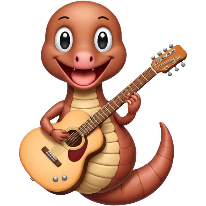 Earthworm with a guitar emoji