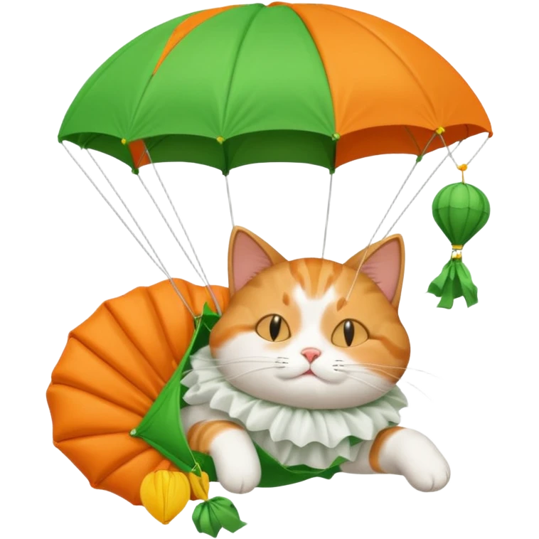 sleepy cat with green parachute emoji