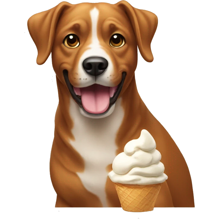 Dog eating an ice cream emoji