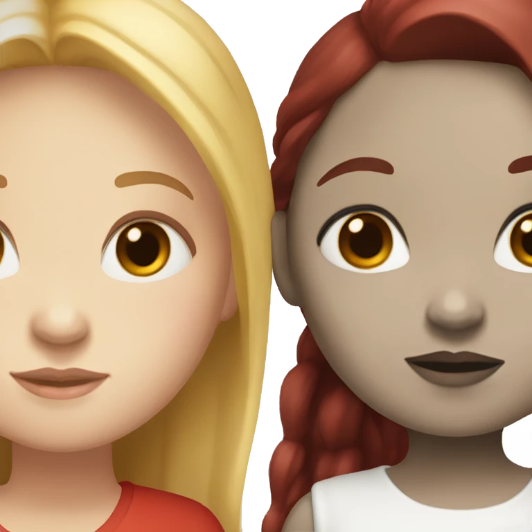 Two girls (black hair white skin and red hair white skin) emoji