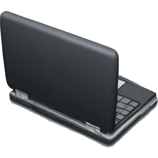 2001 black Mac laptop tilted emoji