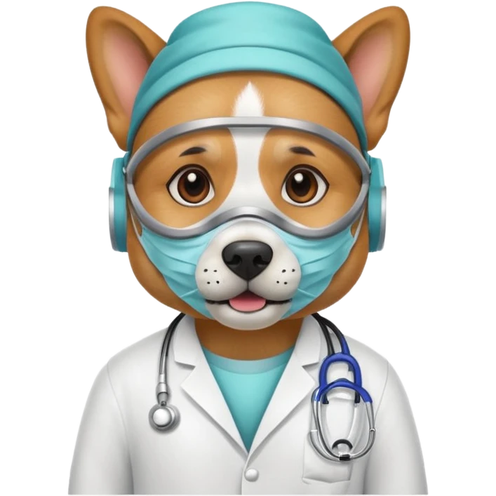 doctor dog wearing medical mask emoji