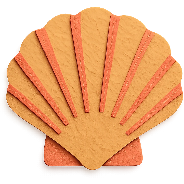 scallop shell, textured paper details, gentle shadows emoji