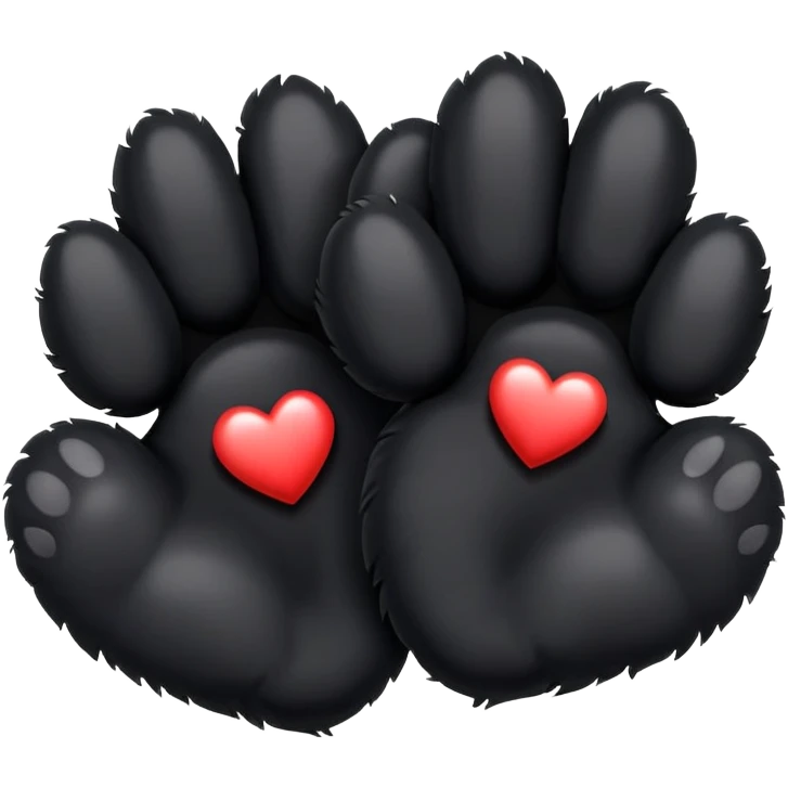 two black puppy paws with a black heart around them emoji