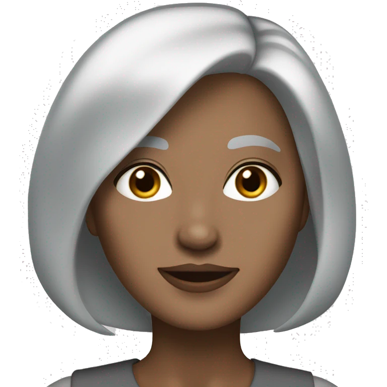 Grey haired lady w medium length bob, brown eyes, white skin emoji