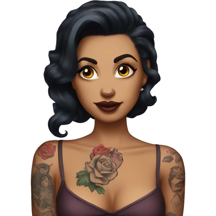 Pinupx dark hair and tattoos emoji