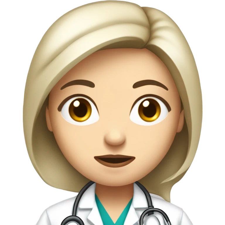 White woman doctor looking confused emoji