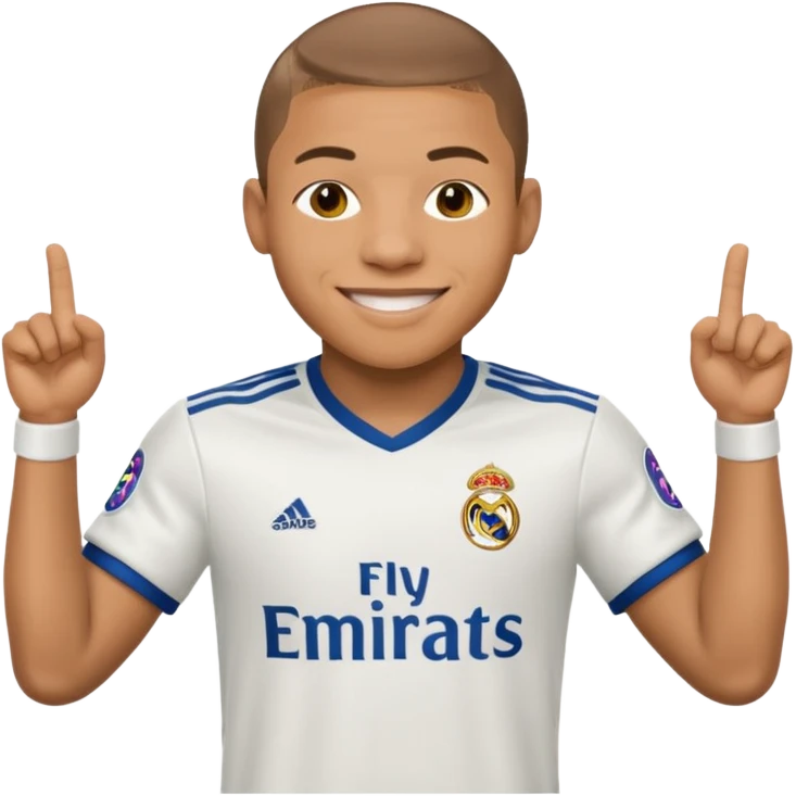 Fait moi un emojis de mbappe avec le maillots du real emoji