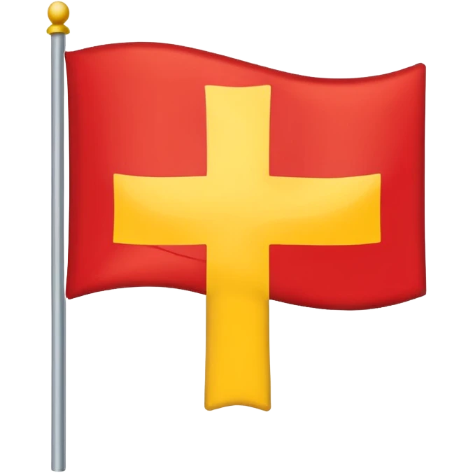 Flag red background yellow cross emoji