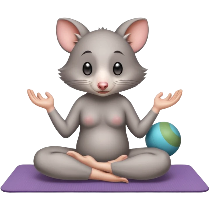 Possum doing yoga on yoga mat  emoji