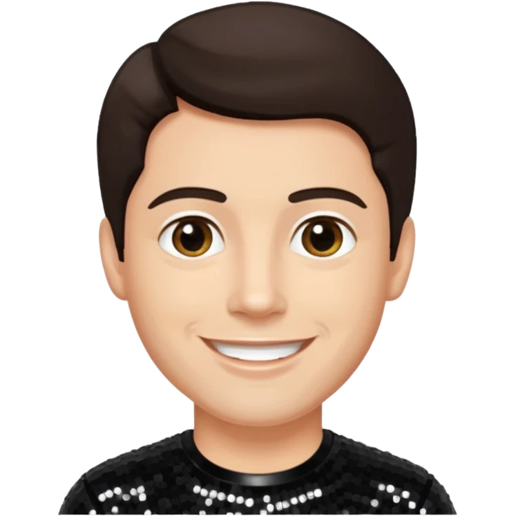 Colin Brittain from Linkin Park with dark brown hair, light skin, black sequin outfit emoji