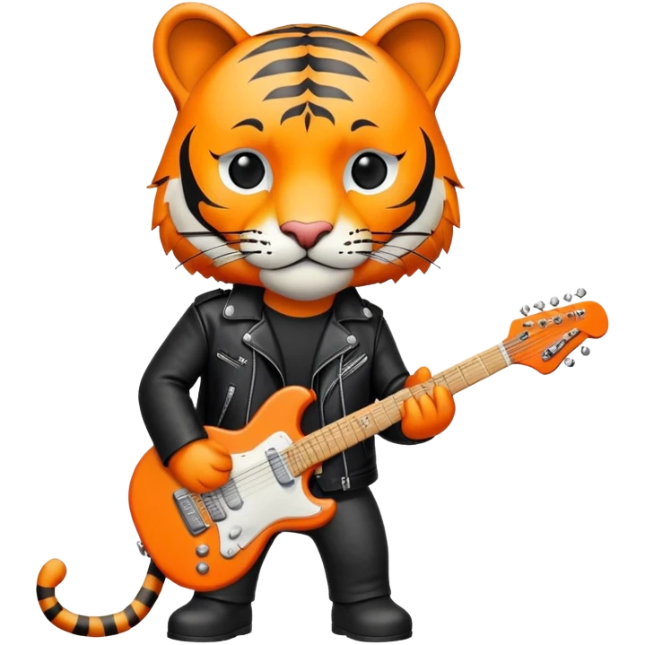 Rock star tiger with electric guitar and leather jacket emoji