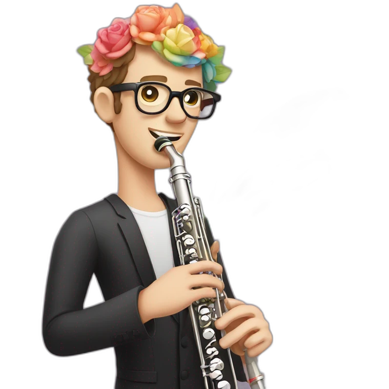 Jonathan Toews wearing glasses as a rainbow musical flute instrument in a symphony with pastel roses emoji