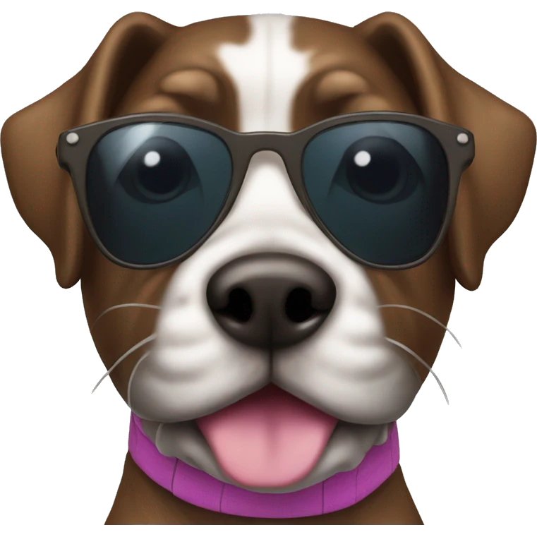 brindle dog with sunglasses emoji