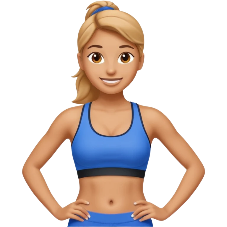 sporty woman cartoon emoji style belly abs blue cloths emoji