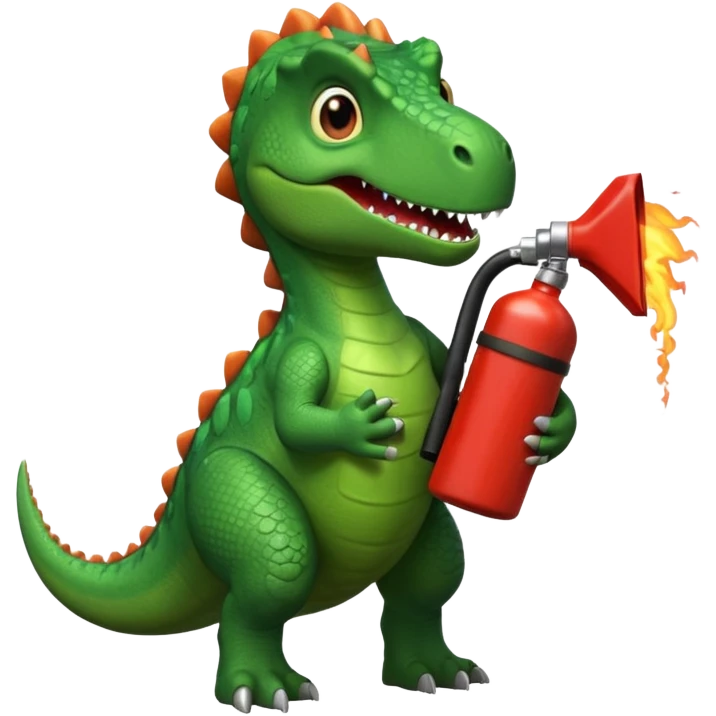 Dinosaur with a fire extintor emoji