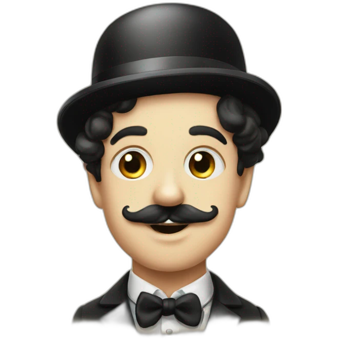 young Charlie Chaplin with moustache emoji