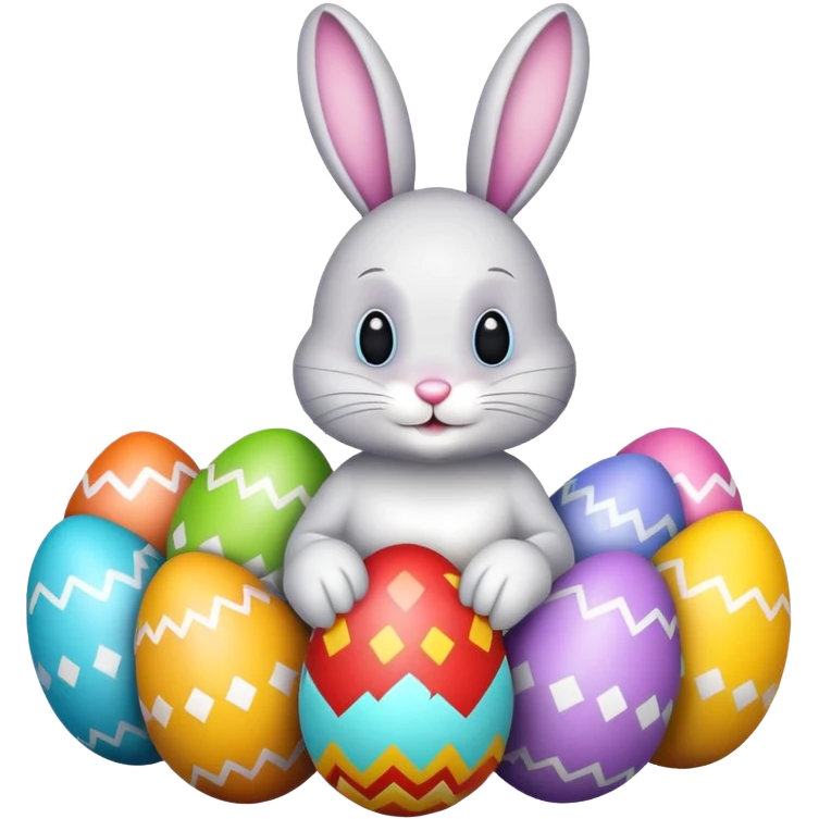 Easter eggs with Easter bunny emoji