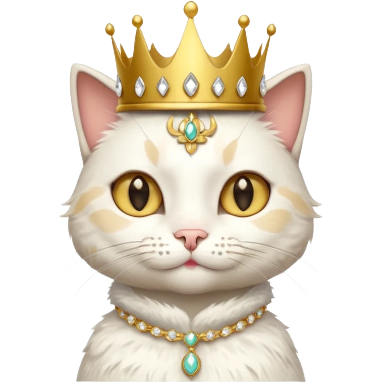 Cat with tiny gold jeweled crown — cute and smug emoji