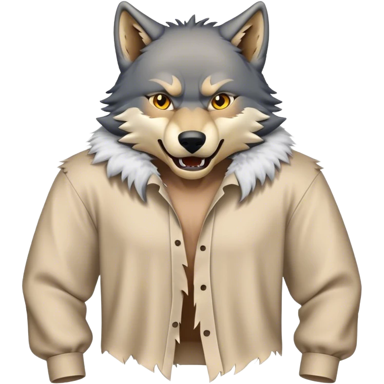 wolf emoji ripping shirt open emoji