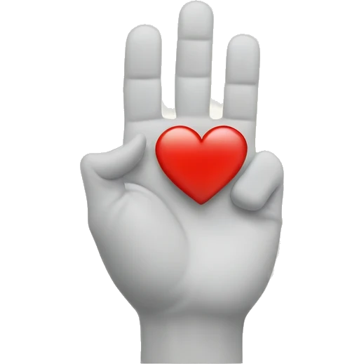 thumb finger down but other fingers up with a white heart  emoji