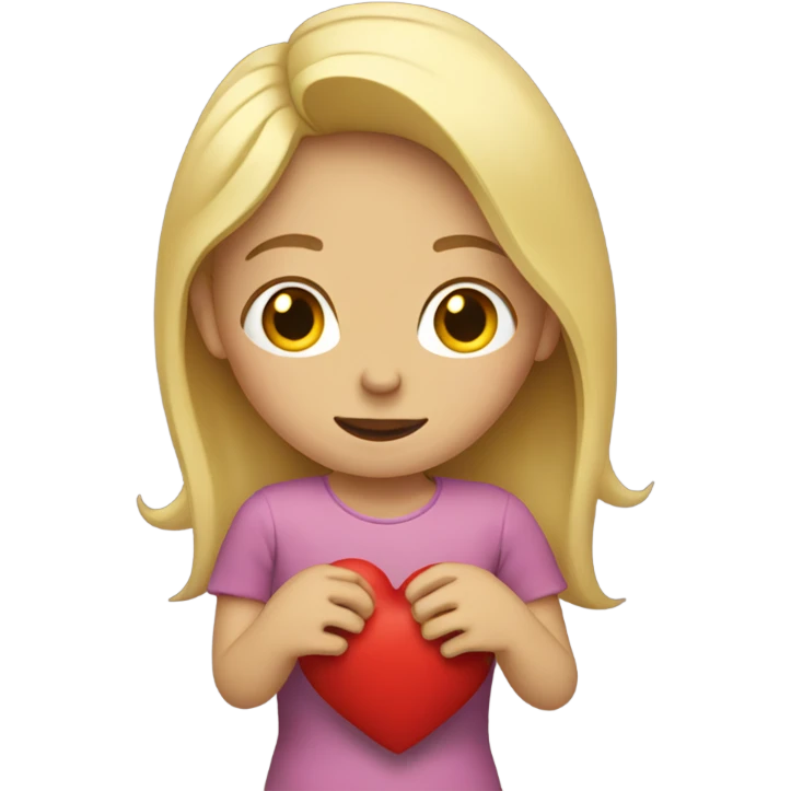 Blonde Mother holds her heart in her arm emoji