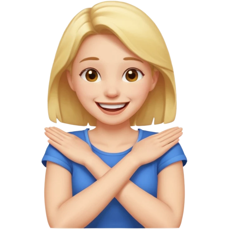 Arms crossed holding neck laughing girl emoji