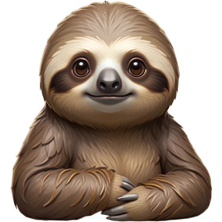 Cinematic Noble Sloth Portrait Emoji, Poised and serene, with a leisurely, gentle build and calm, wise eyes adorned with soft, textured fur, Simplified yet sharp and sophisticated features, highly detailed, glowing with a soft, tranquil glow, high shine, intelligent and unhurried, stylized with an air of relaxed authority, focused and composed, soft glowing outline, capturing the essence of a watchful and confident guardian that appears ready to slowly emerge from the screen with effortless grace! emoji