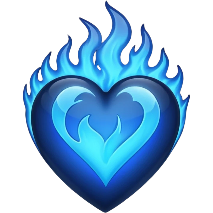 Black heart with blue flems emoji