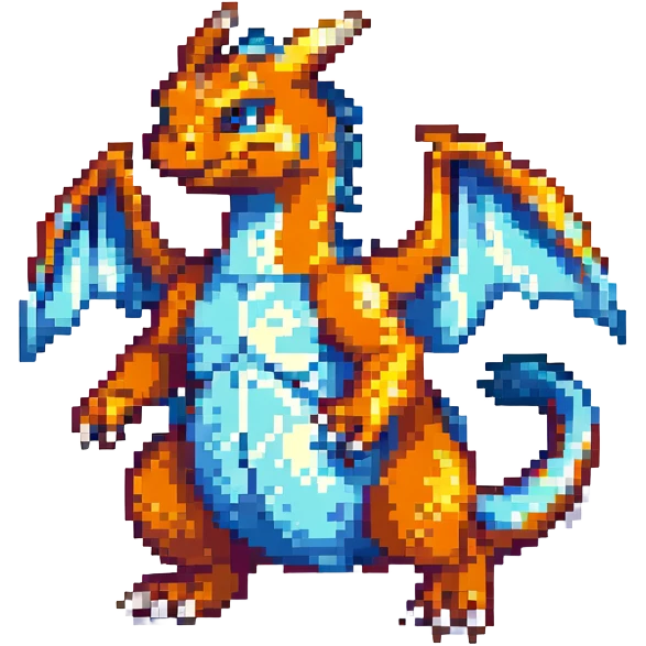 pixel art Charizard, shiny version emoji