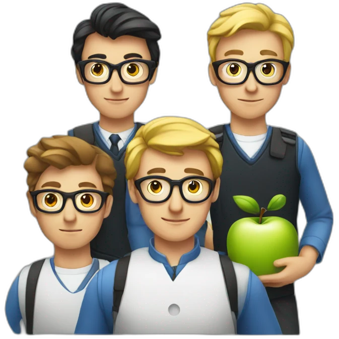 4 European nerds and the apple logo emoji