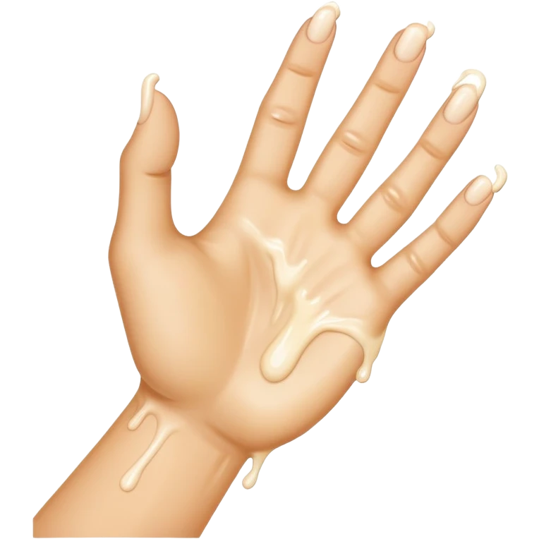 milk dripping directly off palm of hand with 5 fingers emoji