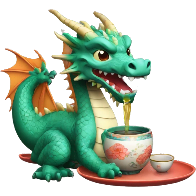oriental dragon drinks chinese tea emoji