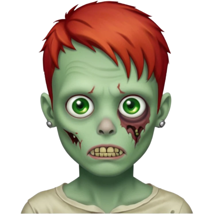 Zombie boy red hair two nose piercing emoji