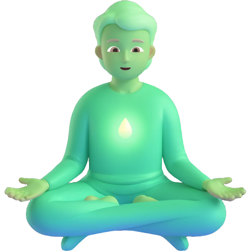 person surrounded by a soft green aura, gentle and peaceful emoji