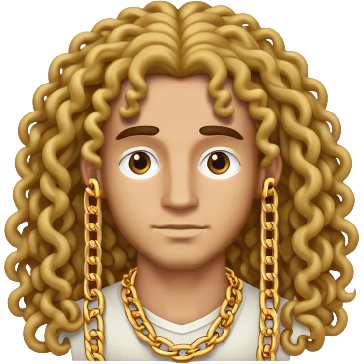  A man with long curly hair with a thick gold chain  emoji