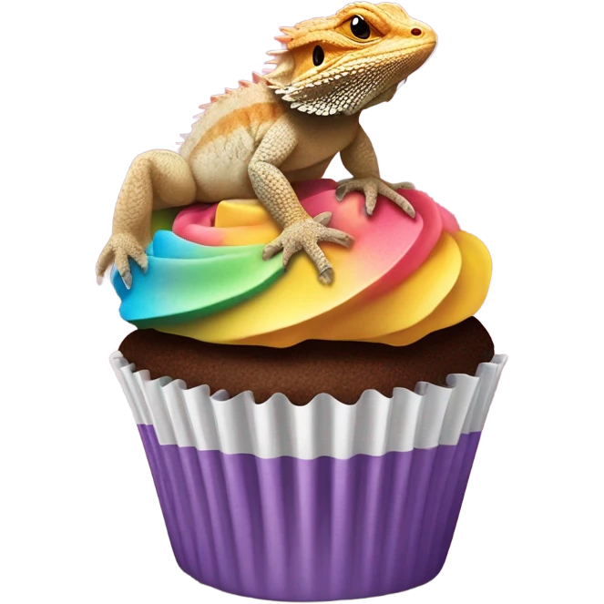 tan bearded dragon with a cupcake  emoji