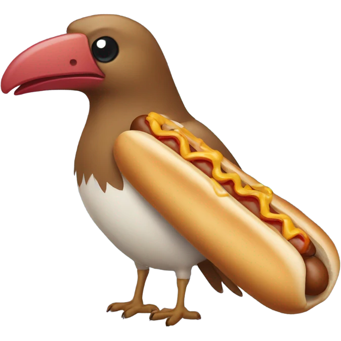 Bird with a hotdog emoji