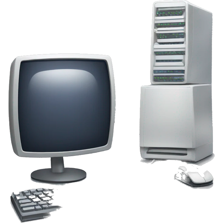 computer with compter tower and keyboard, mouse emoji