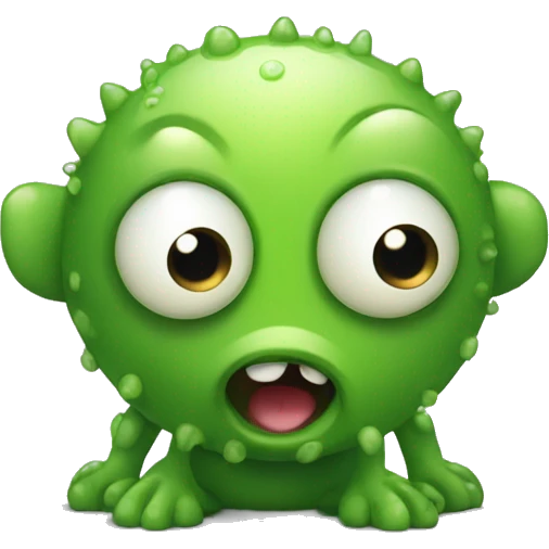 little green monster, small with a round head and big round eyes emoji