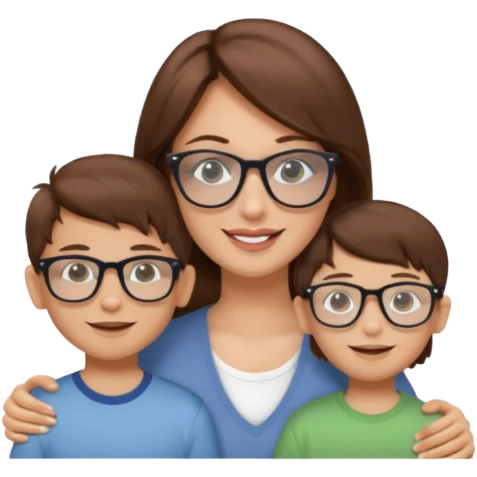 A happy woman with brown hair and a child boy, both wearing Ray-Ban glasses emoji