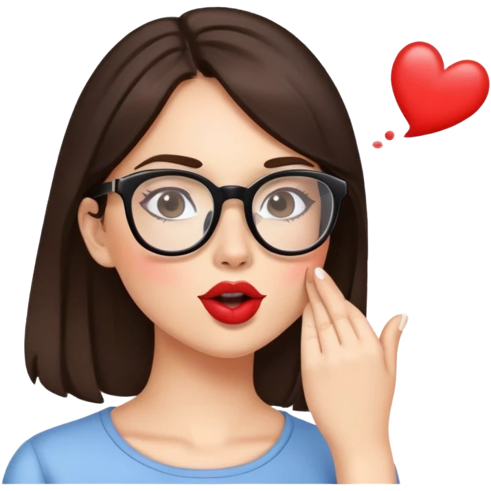 Brunette with glasses sending kiss emoji