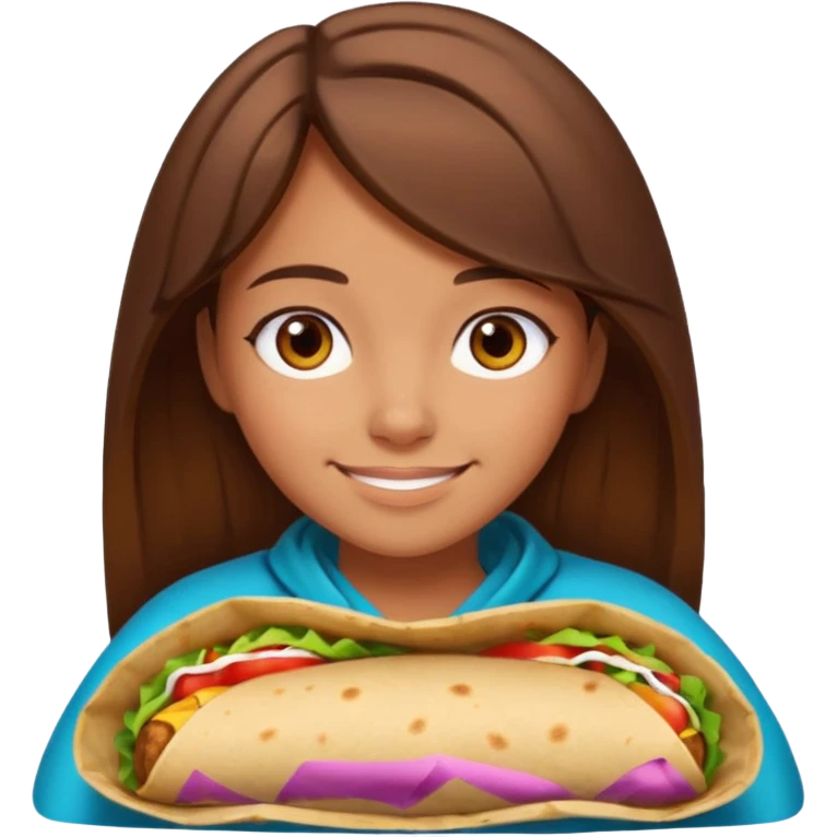 Girl with brown hair "resting burrito face" emoji