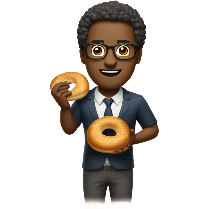 Bagel man stealing vibes with glasses emoji