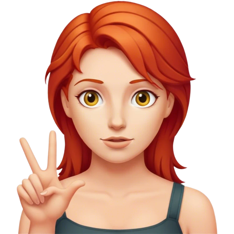 Red haired woman saying this big emoji